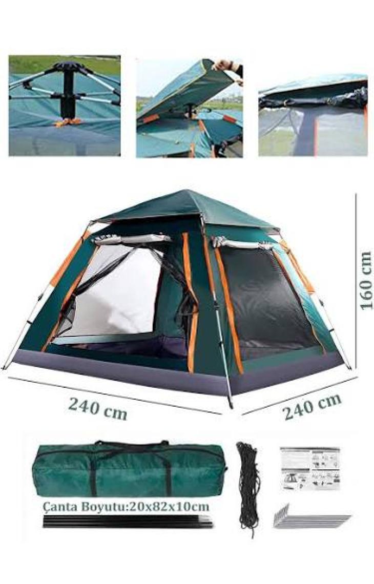 Trend Maison 6 Kişilik Tam Otomatik Tenteli Kamp Çadırı 240X240X160