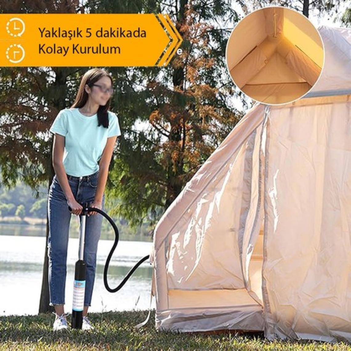 Monicamp 12 Kişilik 4 Mevsim Şişme Kamp Çadırı 12M2 300CM x 400CM x 210CM 420D Kumaş