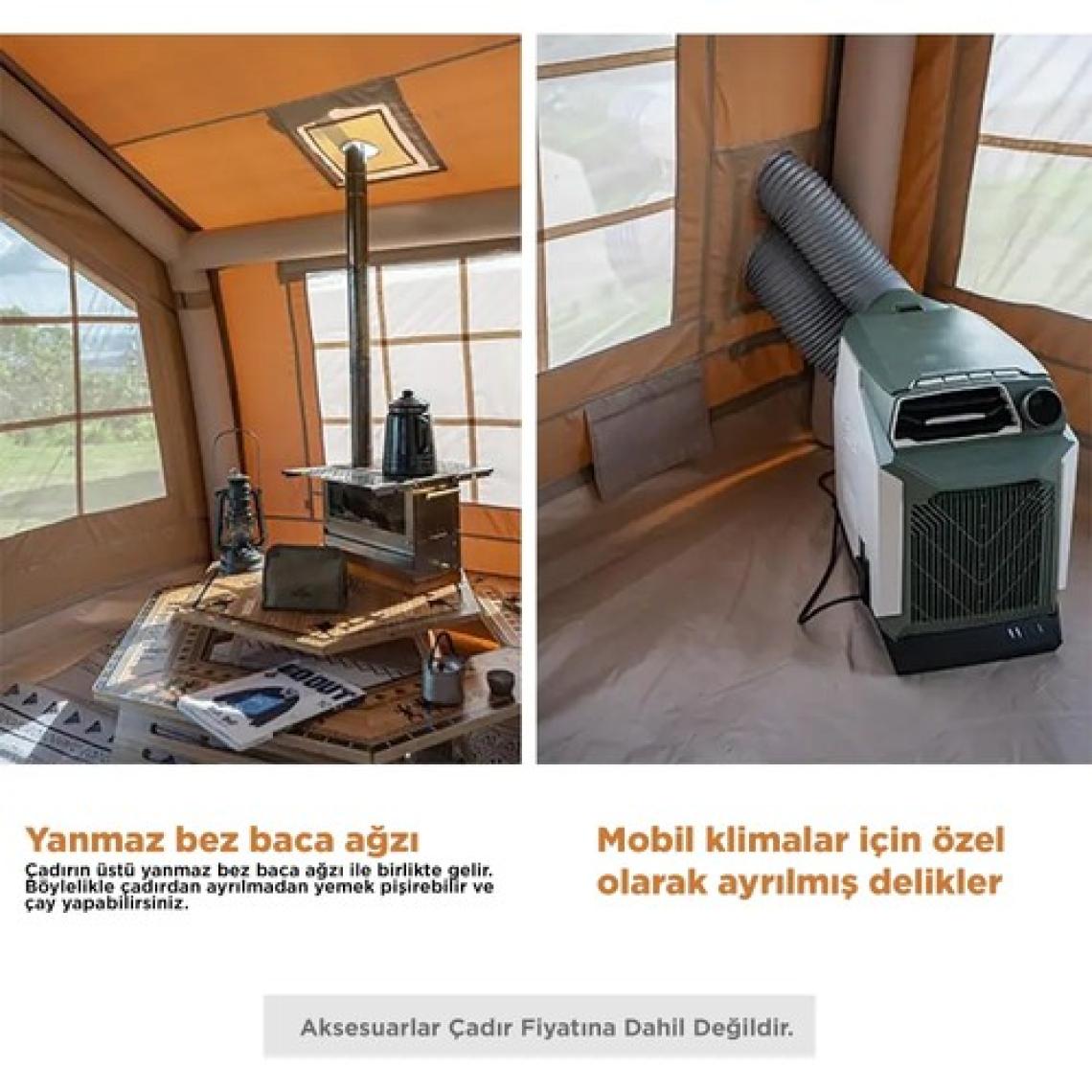 HABL 13 Kişilik 13.2m2 Su,rüzgar ve Kar Geçirmez 600D Oxford Kumaşlı 4 Mevsim Şişme Çadır 367*360*220CM