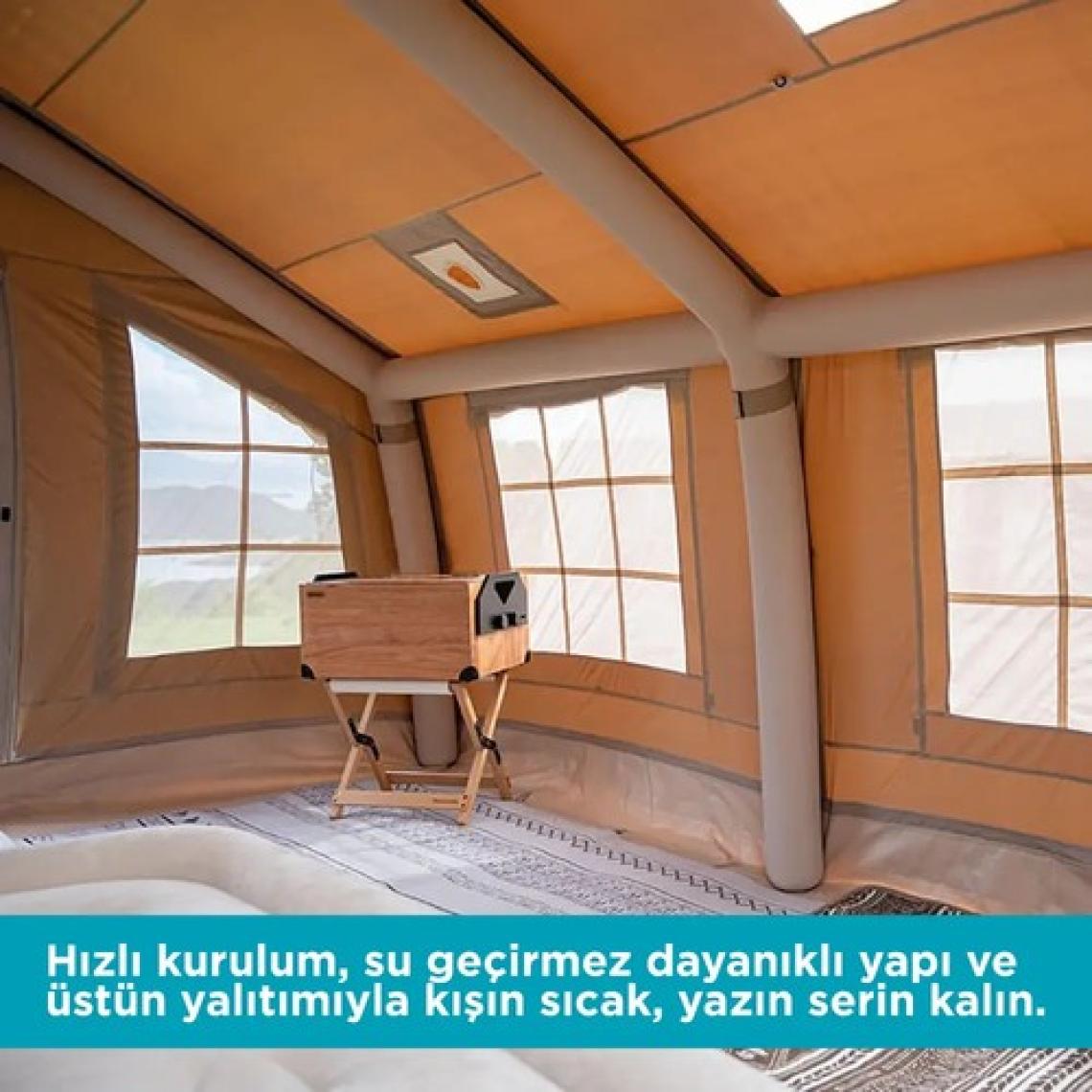 HABL 13 Kişilik 13.2m2 Su,rüzgar ve Kar Geçirmez 600D Oxford Kumaşlı 4 Mevsim Şişme Çadır 367*360*220CM