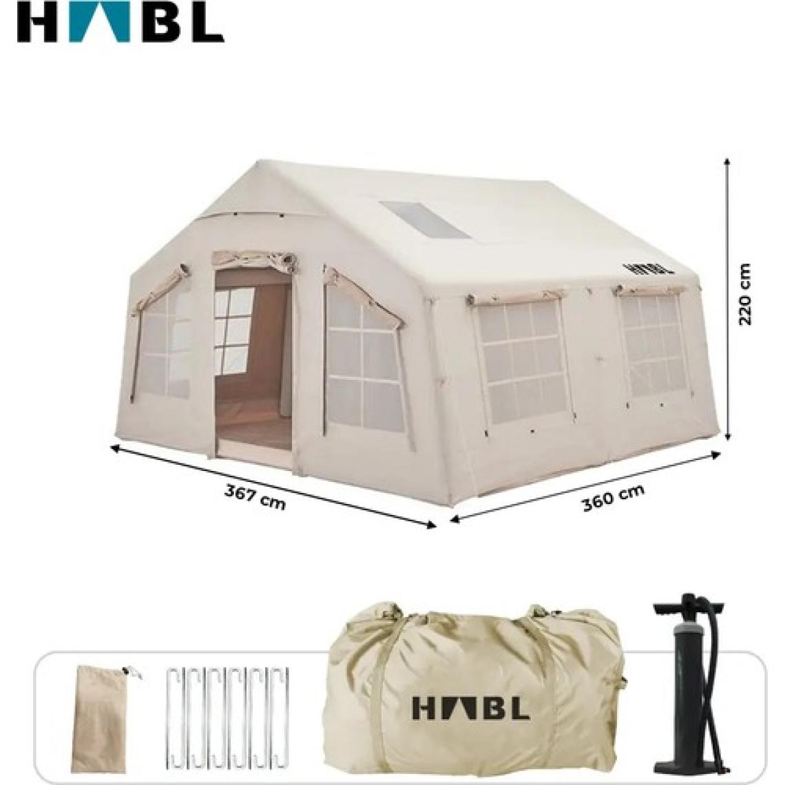 HABL 13 Kişilik 13.2m2 Su,rüzgar ve Kar Geçirmez 600D Oxford Kumaşlı 4 Mevsim Şişme Çadır 367*360*220CM