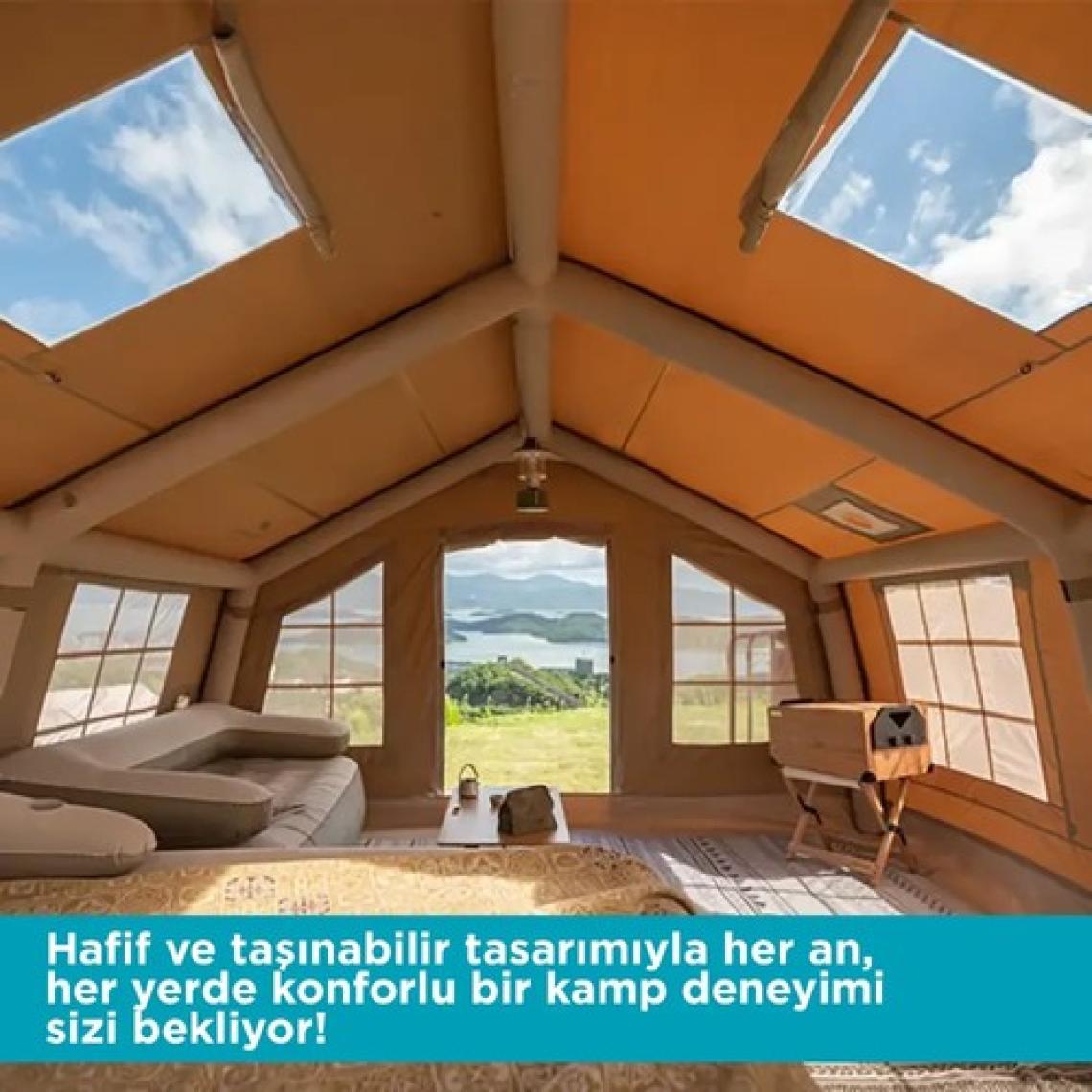HABL 13 Kişilik 13.2m2 Su,rüzgar ve Kar Geçirmez 600D Oxford Kumaşlı 4 Mevsim Şişme Çadır 367*360*220CM
