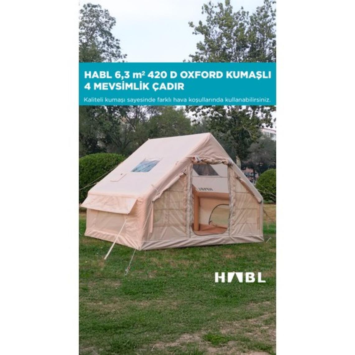HABL 6 Kişilik 6.3m2 Su,rüzgar ve Kar Geçirmez 420D Oxford Kumaşlı 4 Mevsim Şişme Çadır 300*210*200CM