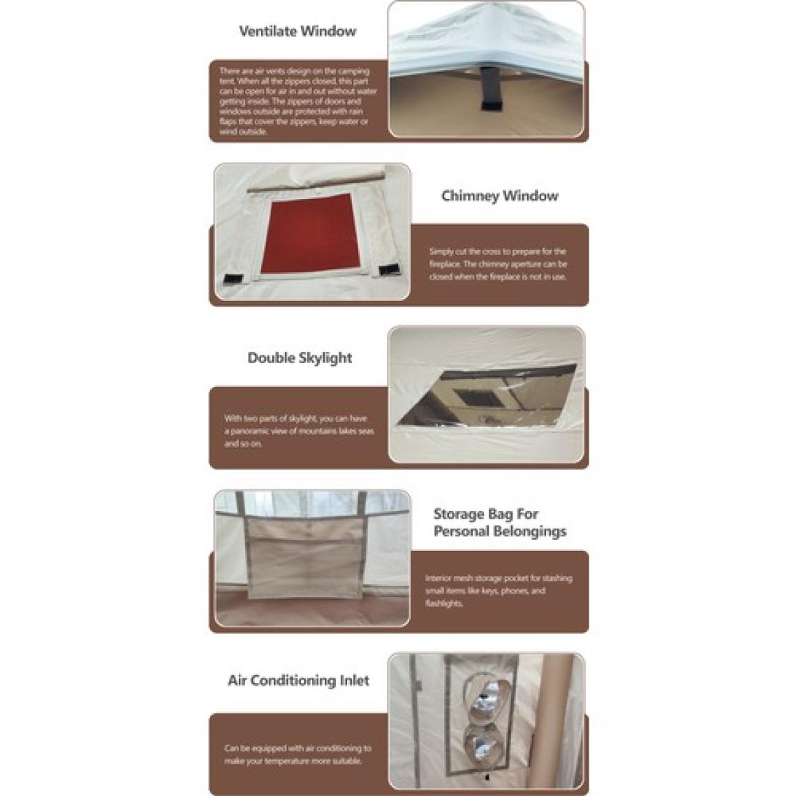 Campfit Tourus 4 Mevsim Şişme Kamp Çadırı 320X2500X220 cm 4-6 Kişilik Şişme Çadır 8 M2