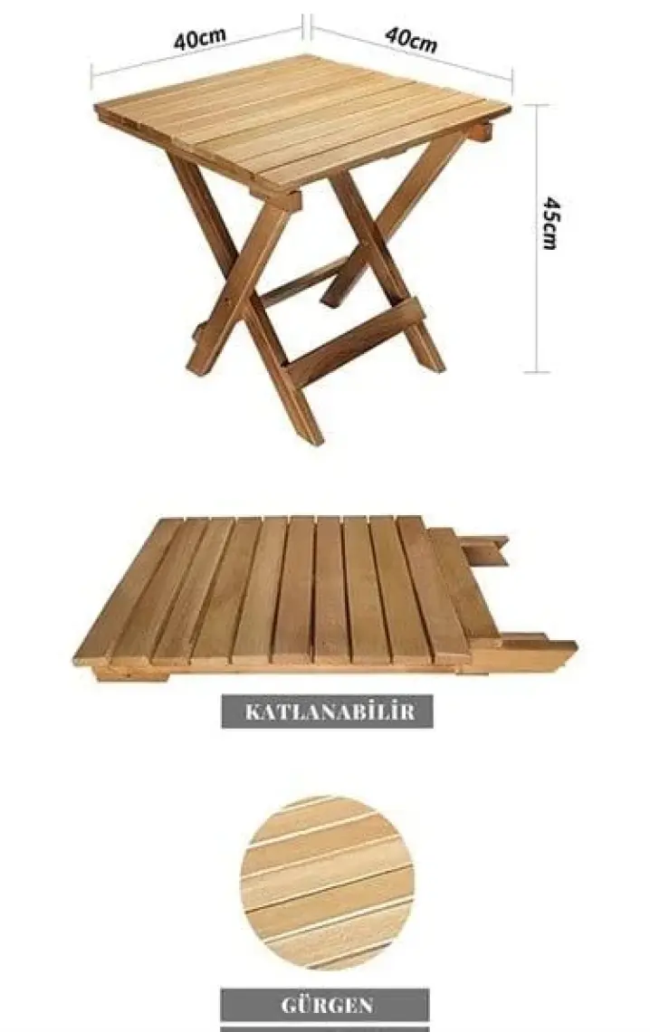 Bysay Ahşap Katlanabilir Taşınır Puf Minderli Kollu Şezlong. Plaj, Bahçe, Teras, Balkon Için 3 Lü Set (Gri)