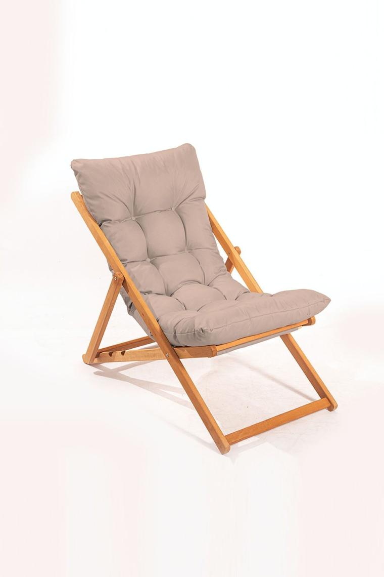 Meya Dekor 2 1 Nora Şezlong Seti Bahçe-Balkon-Teras-Plaj-Kafe Katlanır Set - Vizon