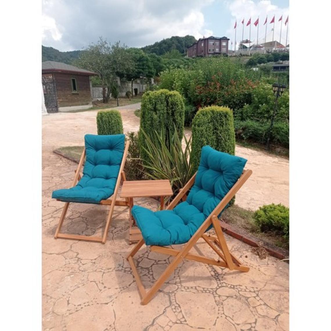 Ayzenbi Arıa Şezlong Seti Bahçe&balkon&teras&plaj Katlanır Ikili Set - 2 Şezlong 1 Masa