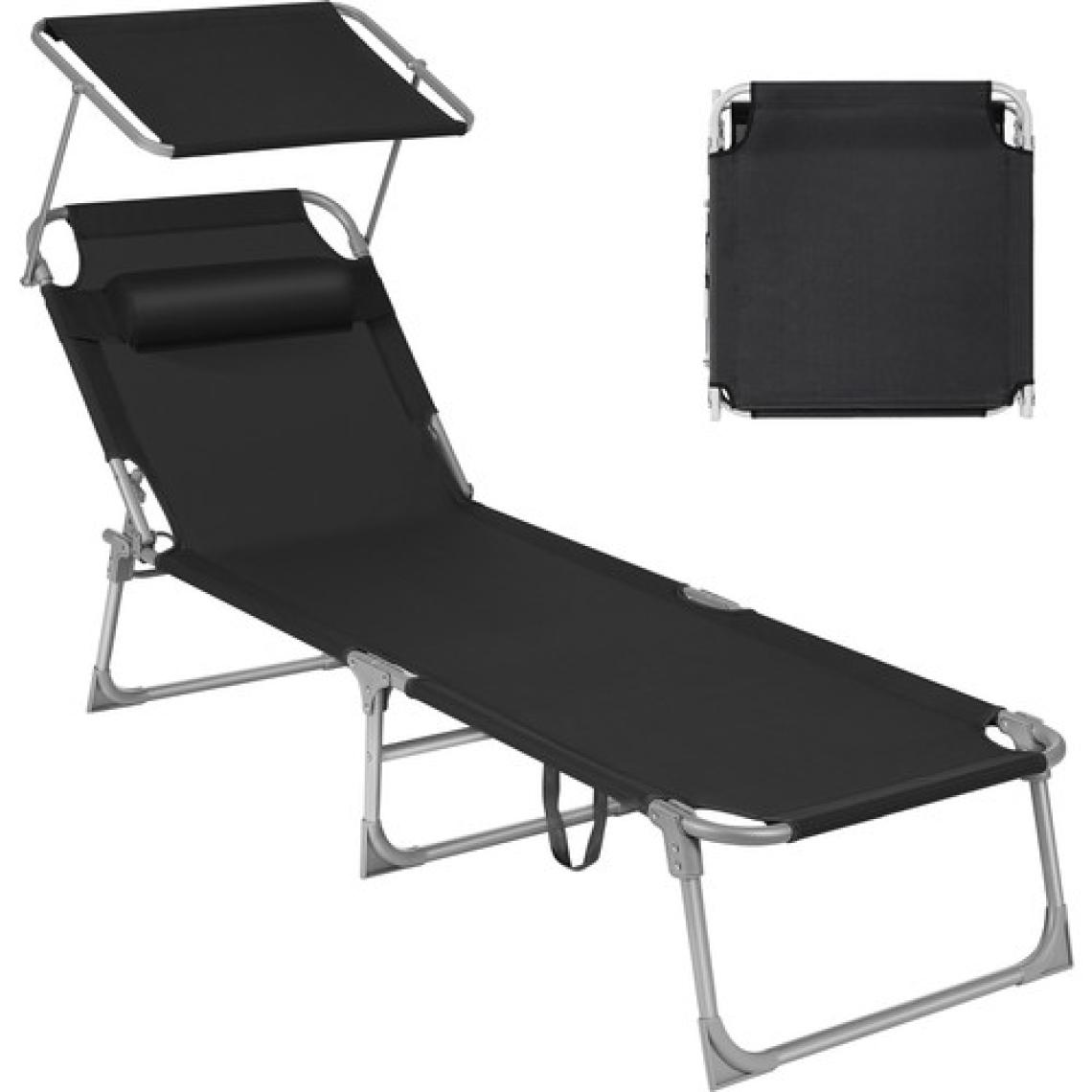 Songmıcs Katlanır Şezlong 193 x 53 x 29 cm Maksimum Yük 150 kg Güneş Korumalı Baş Desteği ve Bahçe Havuz Teras Için Ayarlanabilir Sırt Desteği Koyu Gri GCB19UV1