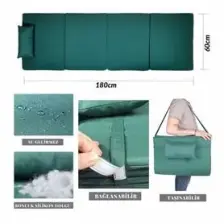 Bysay Taşınabilir Katlanır Çanta Şezlong Minderi, Yastıklı Minder  (Yeşil)