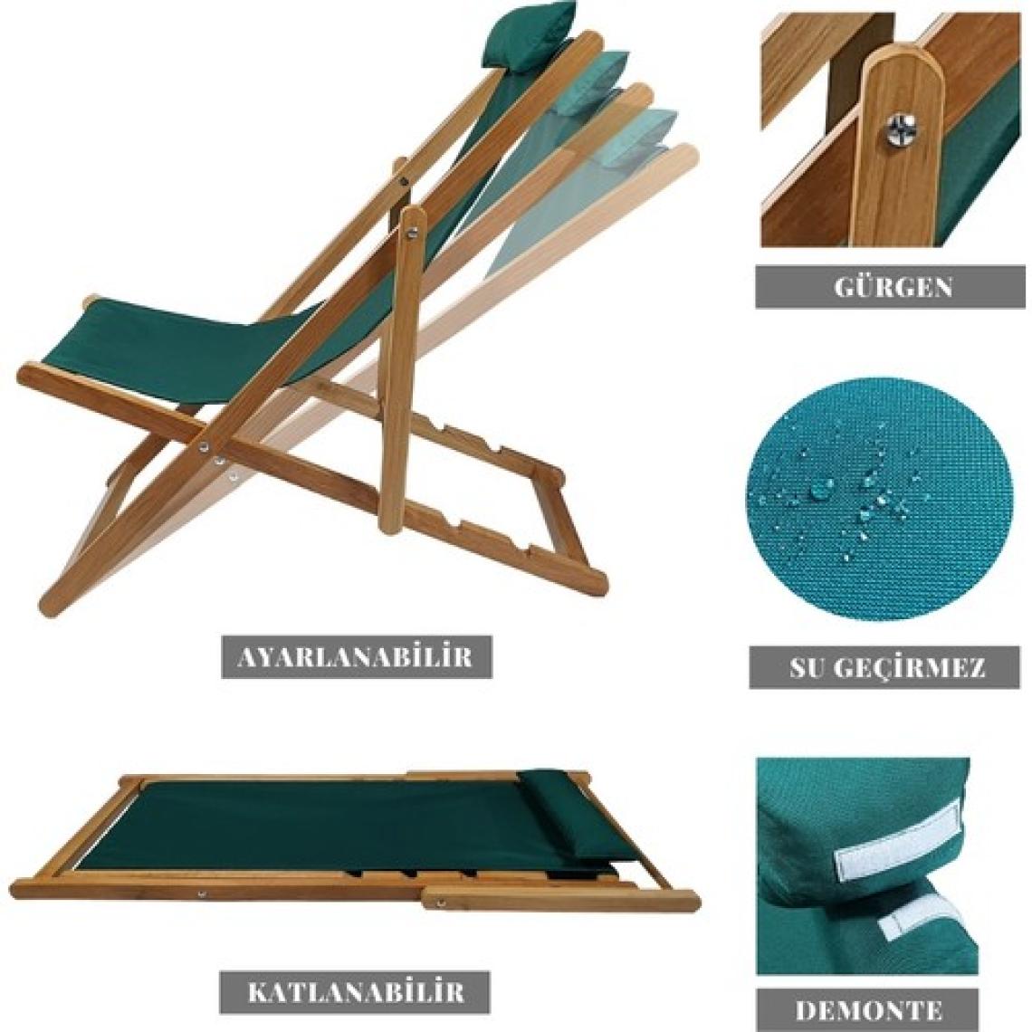 Bysay Ahşap Katlanabilir Taşınır Şezlong. Plaj, Bahçe, Teras, Balkon Şezlongu