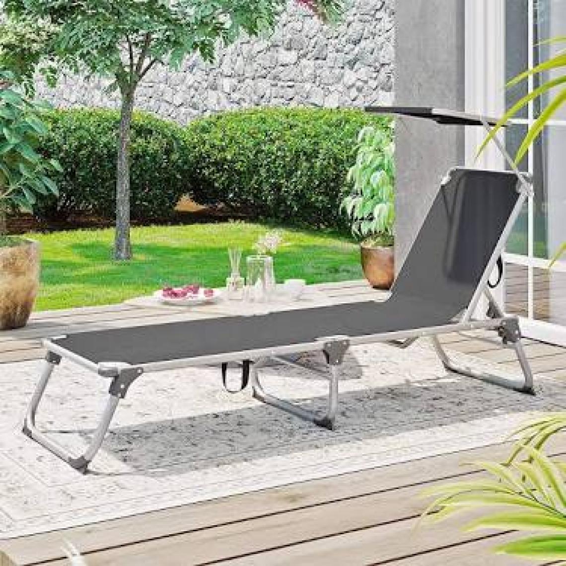 Songmics GCB19WGV1 Ayarlanabilir ve Katlanabilir Gölgelikli Şezlong 55 x 193 x 31 cm Koyu Gri,