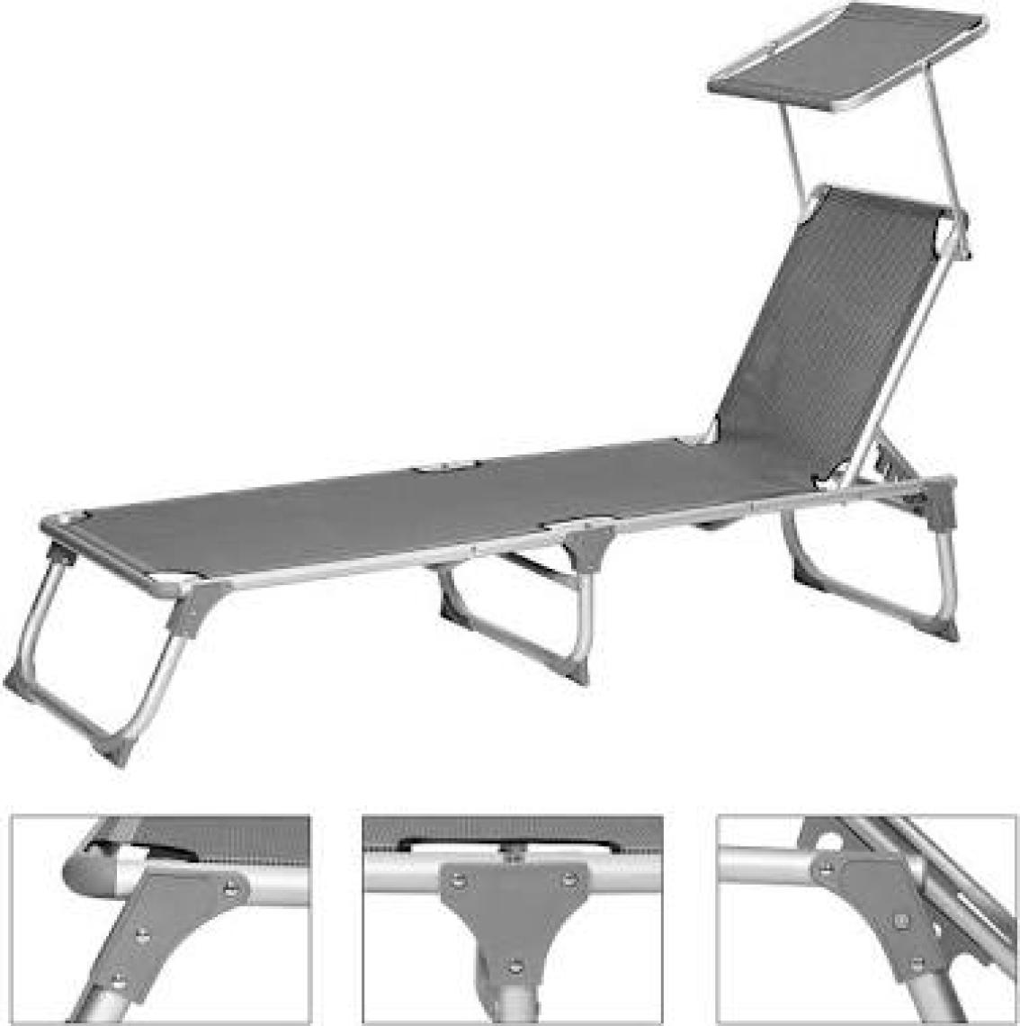 Songmics GCB19WGV1 Ayarlanabilir ve Katlanabilir Gölgelikli Şezlong 55 x 193 x 31 cm Koyu Gri,