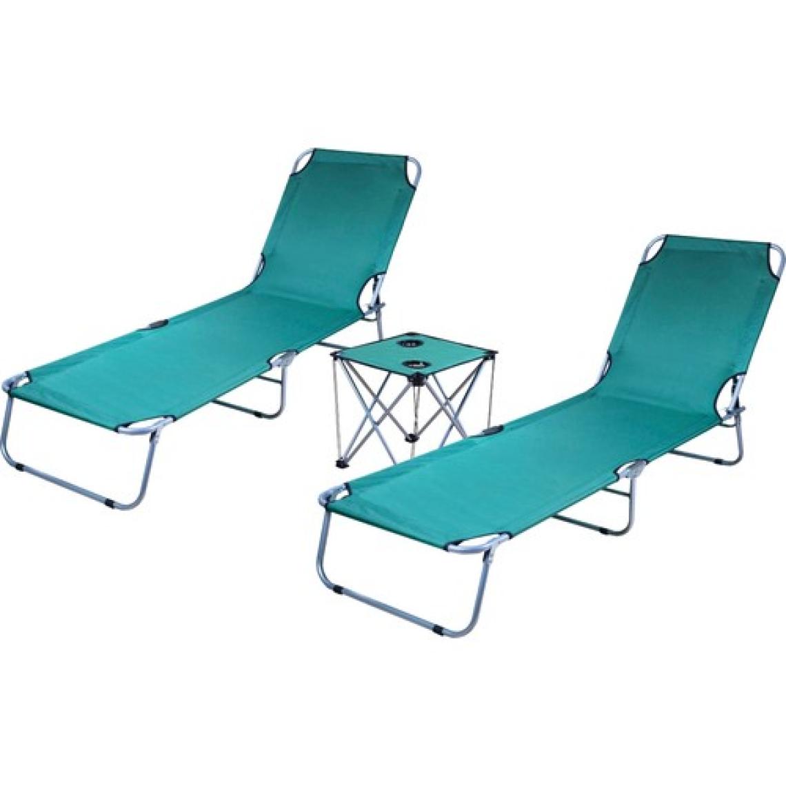 Bysay Katlanır Şezlong 3 Lü Set Kamp Yatağı Plaj Deniz Şezlongu Kampet (Yeşil)