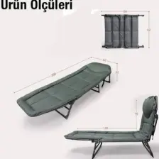 Ayt Sunup SN-26974 Taşınabilir Ayarlanabilir 5 Kademe Sünger Kamp Yatak Şezlong Açık Gri Kamp Yatağı
