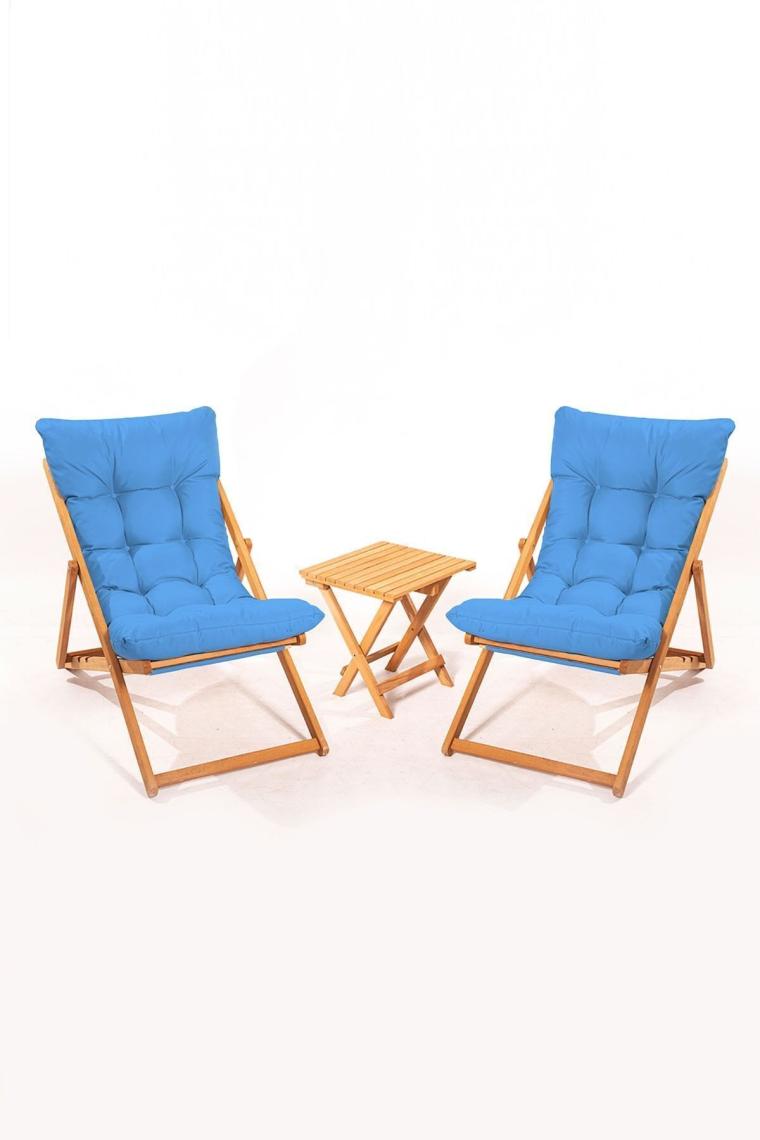 2 1 Nora Şezlong Seti Bahçe-balkon-teras-plaj-kafe Katlanır Set