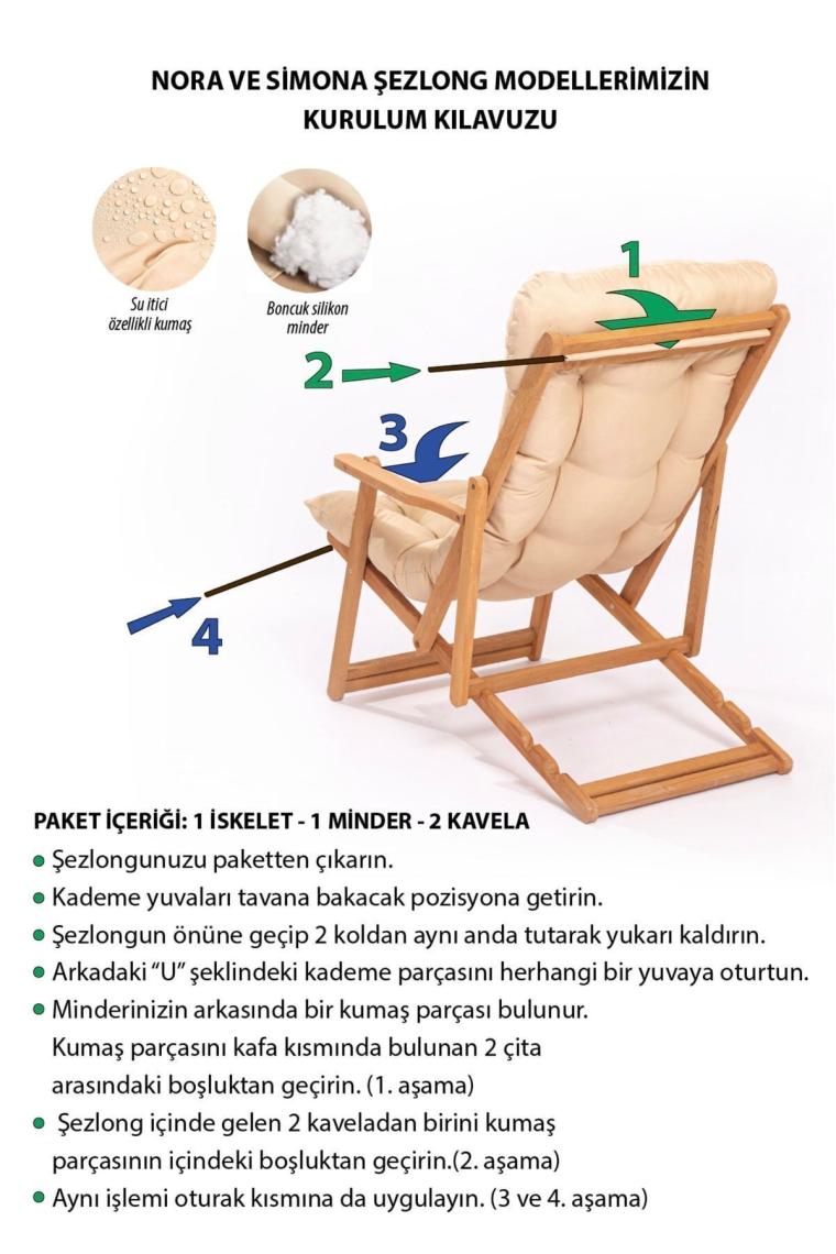 2 1 Nora Şezlong Seti Bahçe-balkon-teras-plaj-kafe Katlanır Set