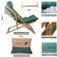 Bysay Ahşap Katlanabilir Taşınır Puf Minderli Şezlong. Plaj, Bahçe, Teras, Balkon Için 3 Lü Set (Haki)