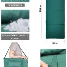 Bysay Taşınabilir Katlanır Çanta Şezlong Minderi, Yastıklı Minder  (Yeşil)