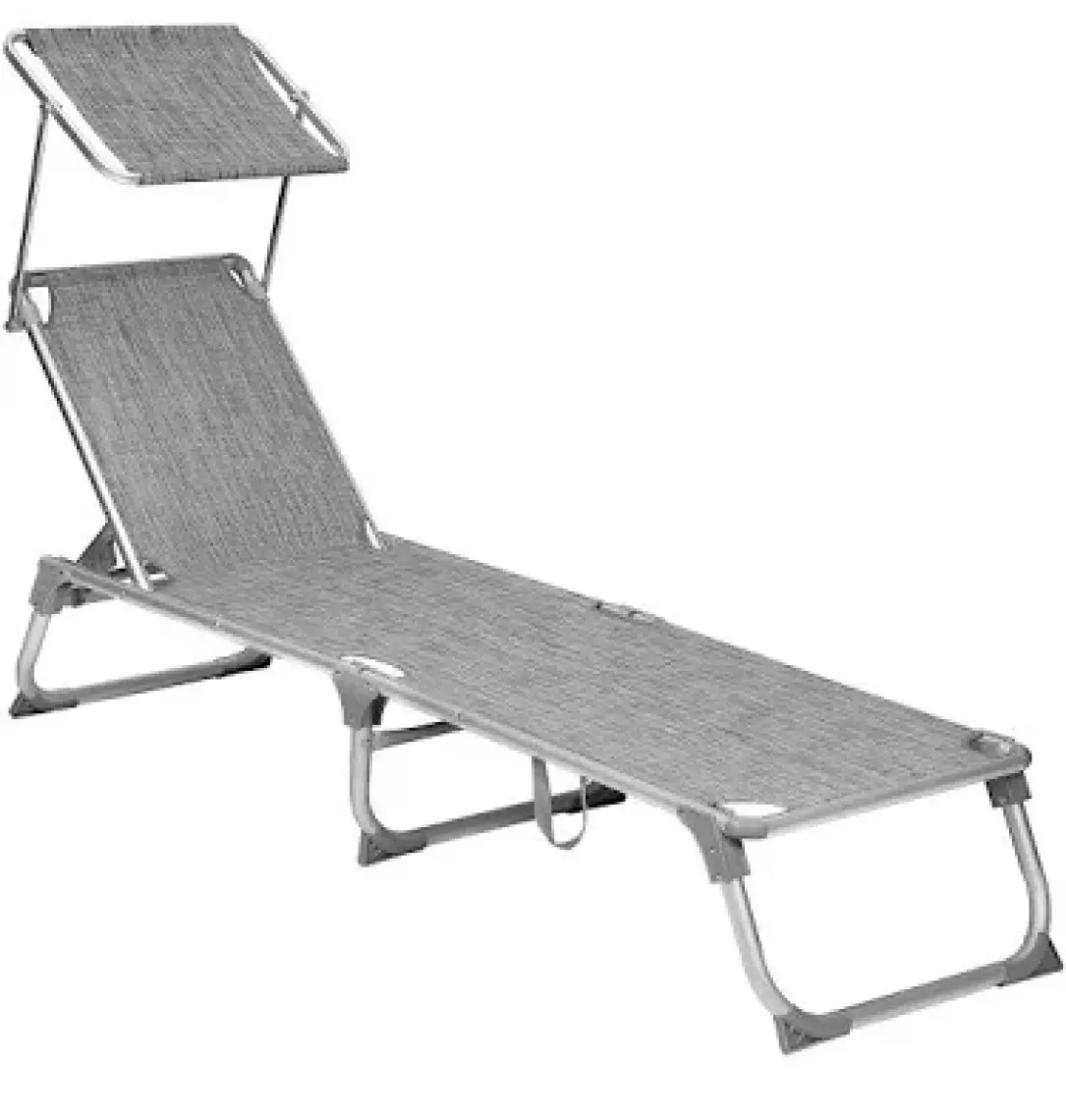 Songmics GCB19TG Ayarlanabilir ve Katlanabilir Gölgelikli Şezlong, 55X193X31 Cm, Gri Kırçıllı,