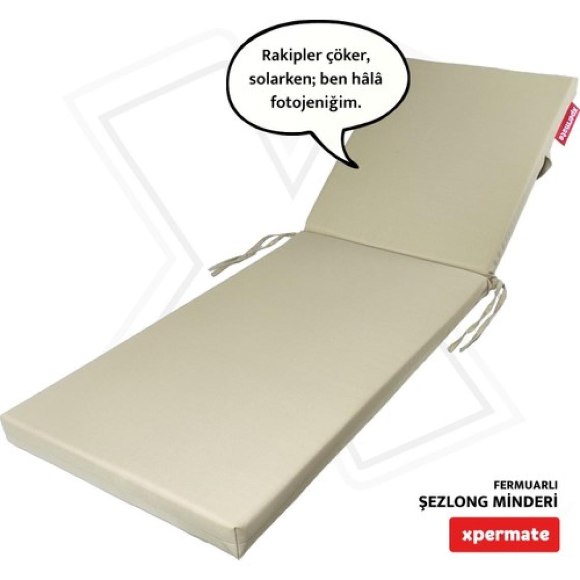 Xpermate  Ultra Kalın Şezlong Minderi Fermuarlı Su İtici Kumaş Katlanır Şezlong Minderi Katlanabilir Plaj Minderi 60x180x7