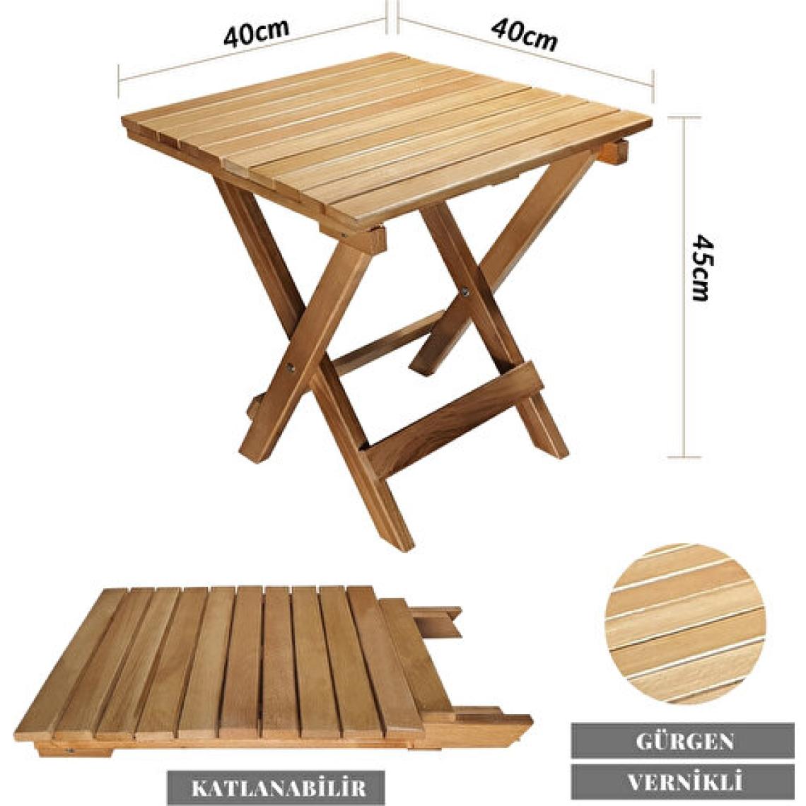 Bysay Ahşap Katlanabilir Taşınır Puf Minderli Kollu  Şezlong. Plaj, Bahçe, Teras, Balkon Için 3 Lü Set (Krem)