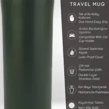 Stevig 2 Go Paslanmaz Çelik Termos Bardak 400 ml Travel Mug Green ST-204