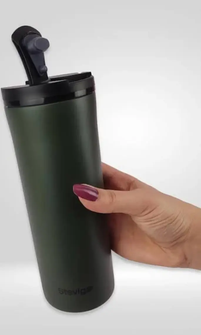 Stevig 2 Go Paslanmaz Çelik Termos Bardak 400 ml Travel Mug Green ST-204