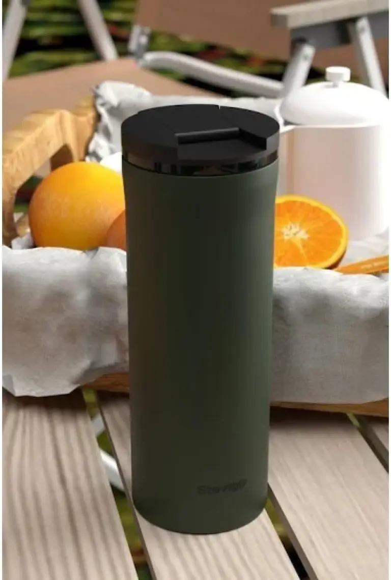 Stevig 2 Go Paslanmaz Çelik Termos Bardak 400 ml Travel Mug Green ST-204