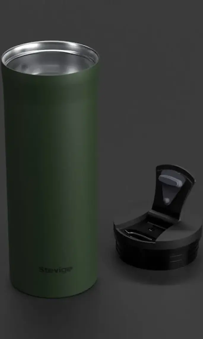 Stevig 2 Go Paslanmaz Çelik Termos Bardak 400 ml Travel Mug Green ST-204
