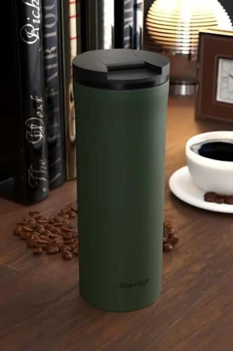 Stevig 2 Go Paslanmaz Çelik Termos Bardak 400 ml Travel Mug Green ST-204