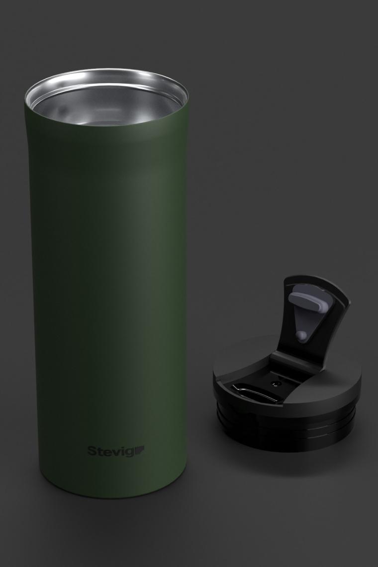 2 Go Paslanmaz Çelik Termos Bardak 350- 400 ml Travel Mug Green St-204