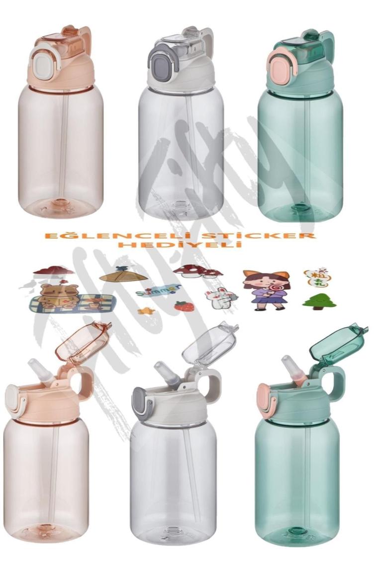 Pipetli 600 Ml Çocuk Su Matarası Sticker Hediyeli
