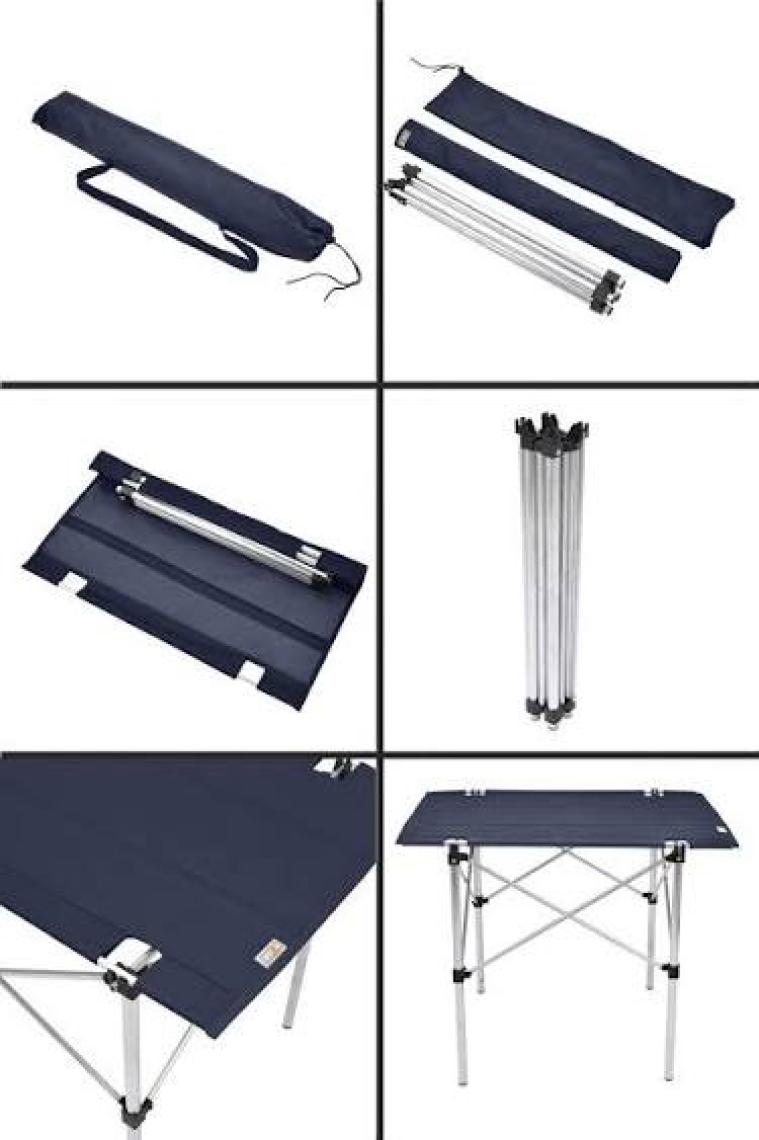 Exent 50X70 cm Kamp Masası Katlanabilir Masa, Piknik Bahçe Balkon Plaj Masası, Taşıma Çantalı Masa-Lacivert
