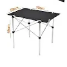 Exent 70X50 cm Tekstil Kamp Masası, Piknik, Bahçe Balkon Plaj Masası, Katlanır Taşıma Çantalı Masa Siyah