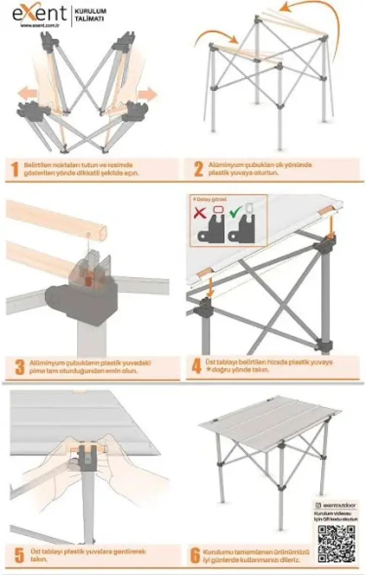 Exent 50X70 cm Kamp Masası Katlanabilir Masa, Piknik Bahçe Balkon Plaj Masası, Taşıma Çantalı Masa