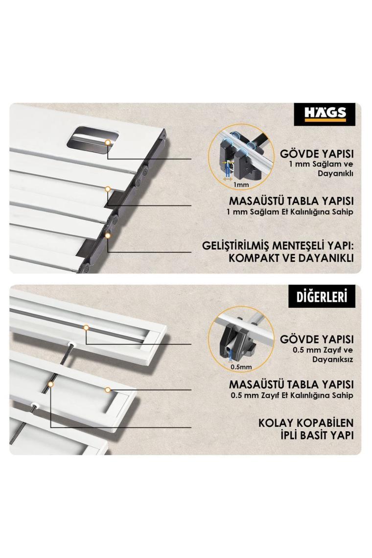 Haegs Full Alüminyum Katlanır Kamp Sehpası, Piknik, Plaj, Ourdoor Hafif Kamp Masası Orta Boy - Gümüş