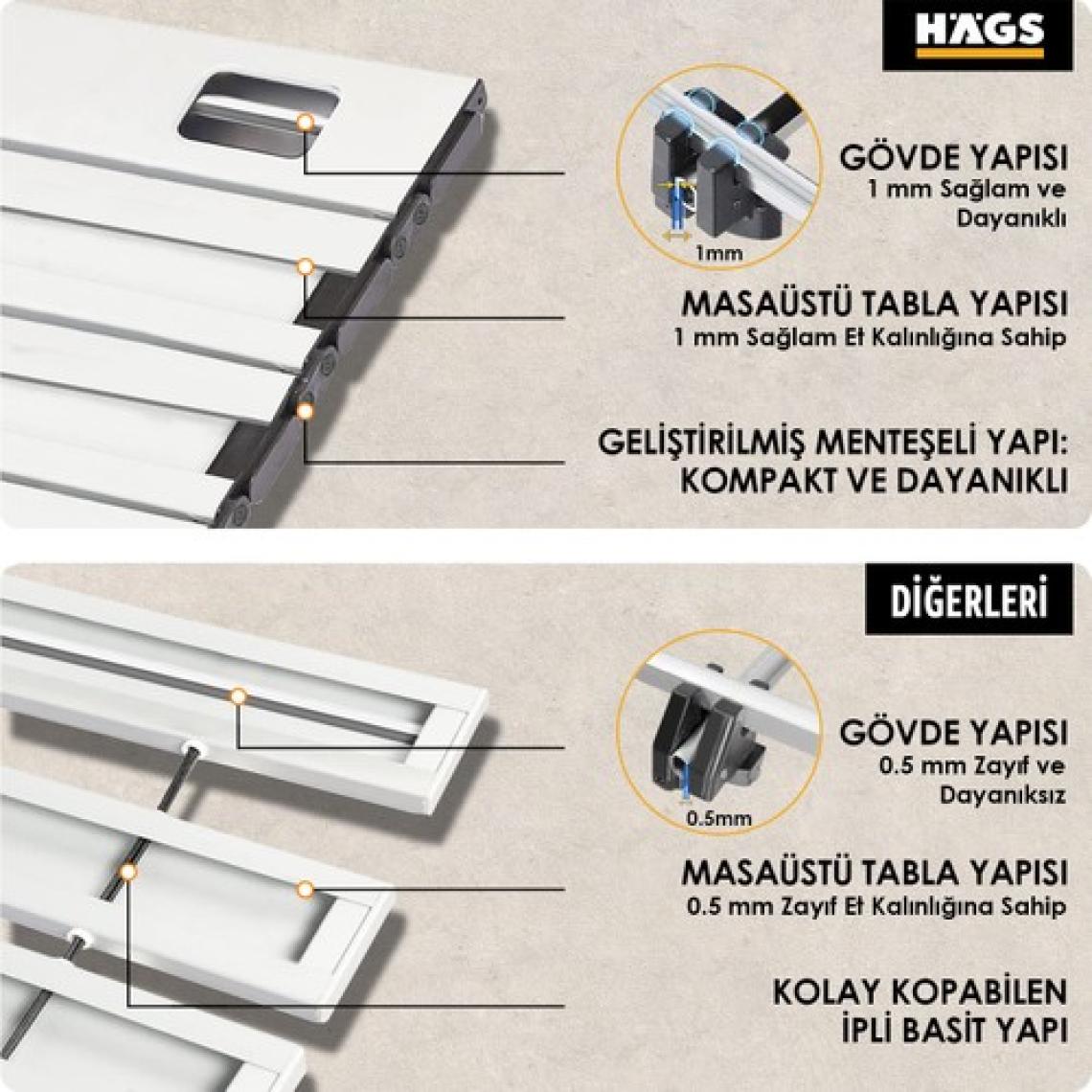 Haegs Full Alüminyum Katlanır Kamp Masası, Piknik, Plaj, Ourdoor Hafif Kamp Masası Küçük Boy - Siyah