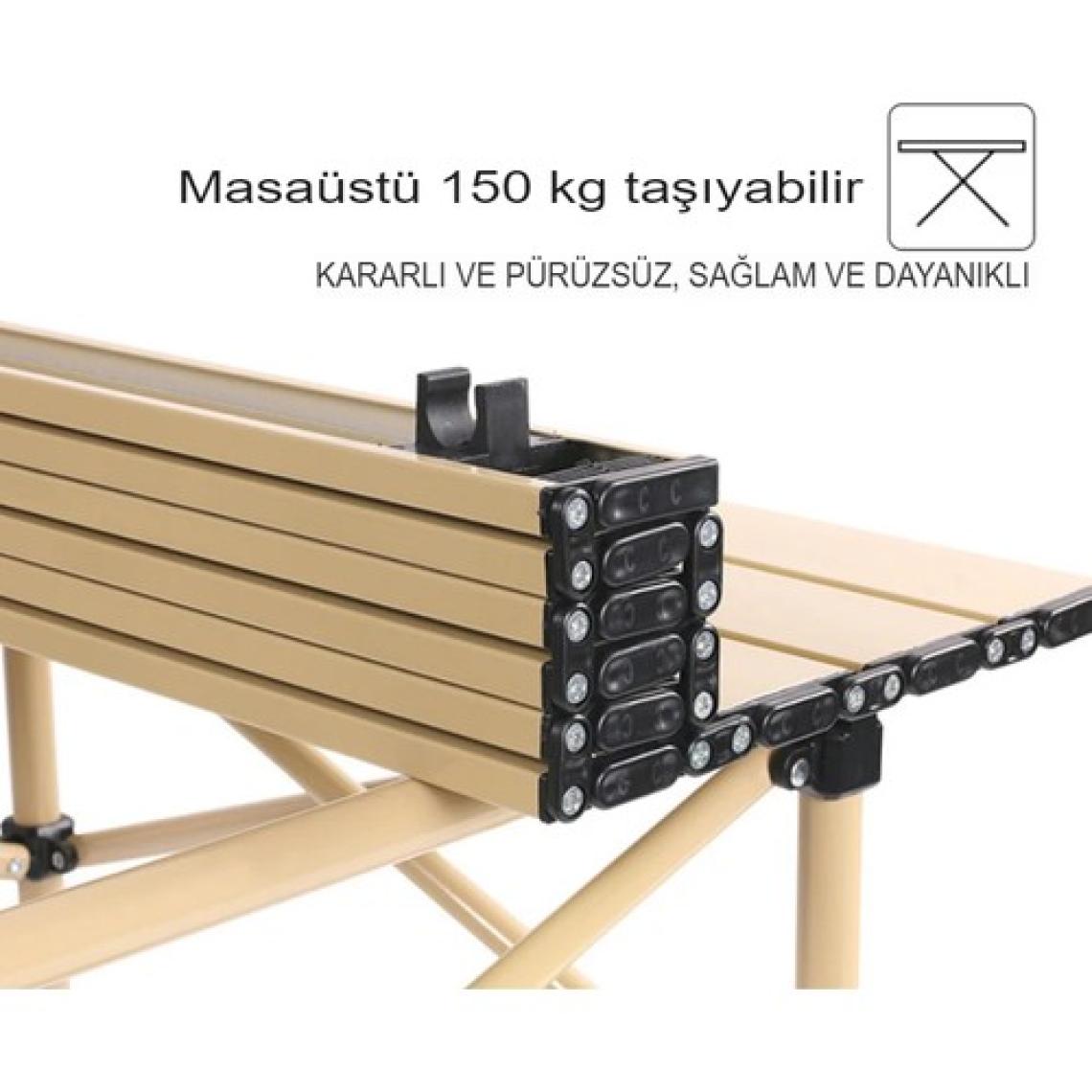 Reidan Büyük Boy Gold Katlanır Kamp Masası Piknik Seti Çanta Tipi Balkon Bahçe Mutfak Masası