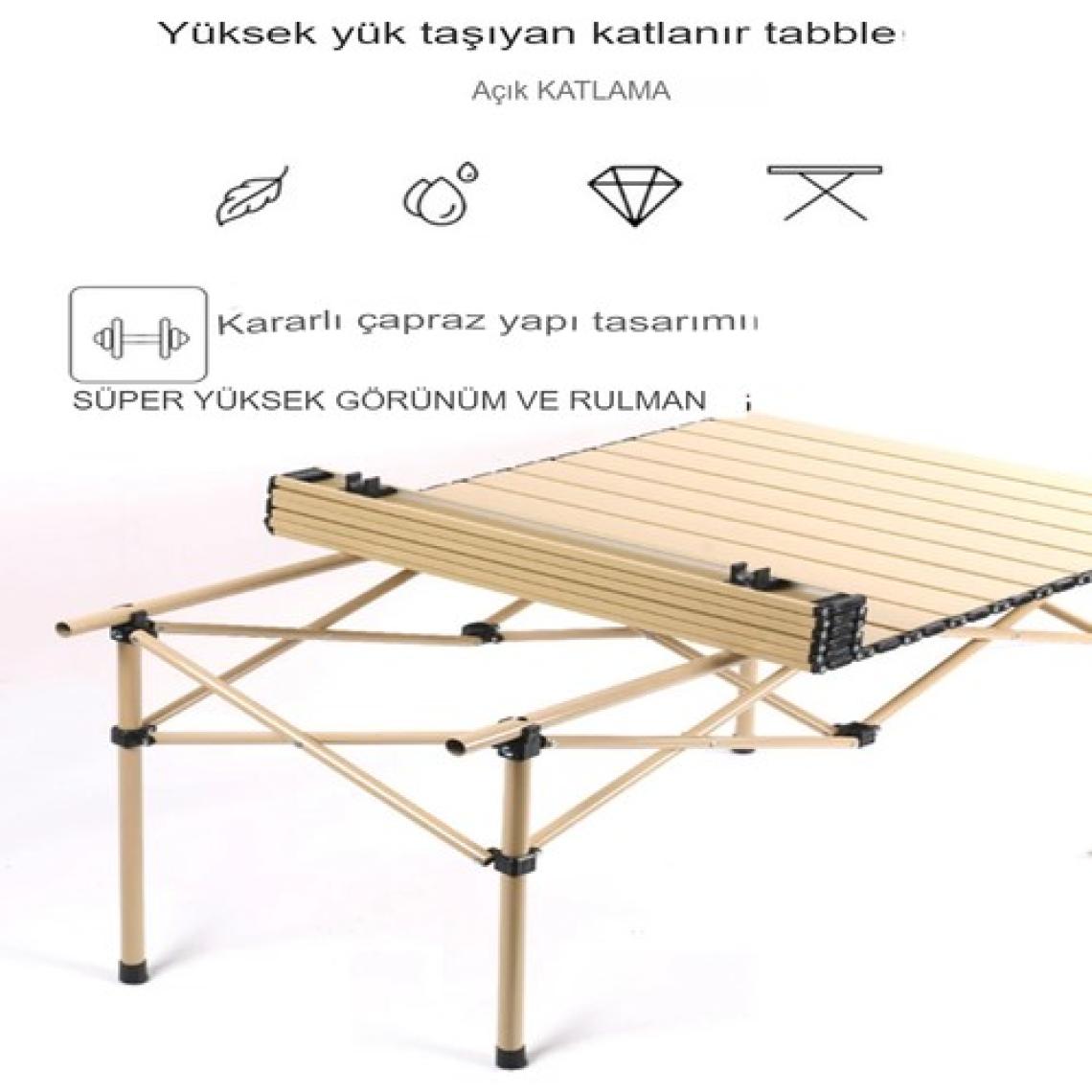 Reidan Büyük Boy Gold Katlanır Kamp Masası Piknik Seti Çanta Tipi Balkon Bahçe Mutfak Masası