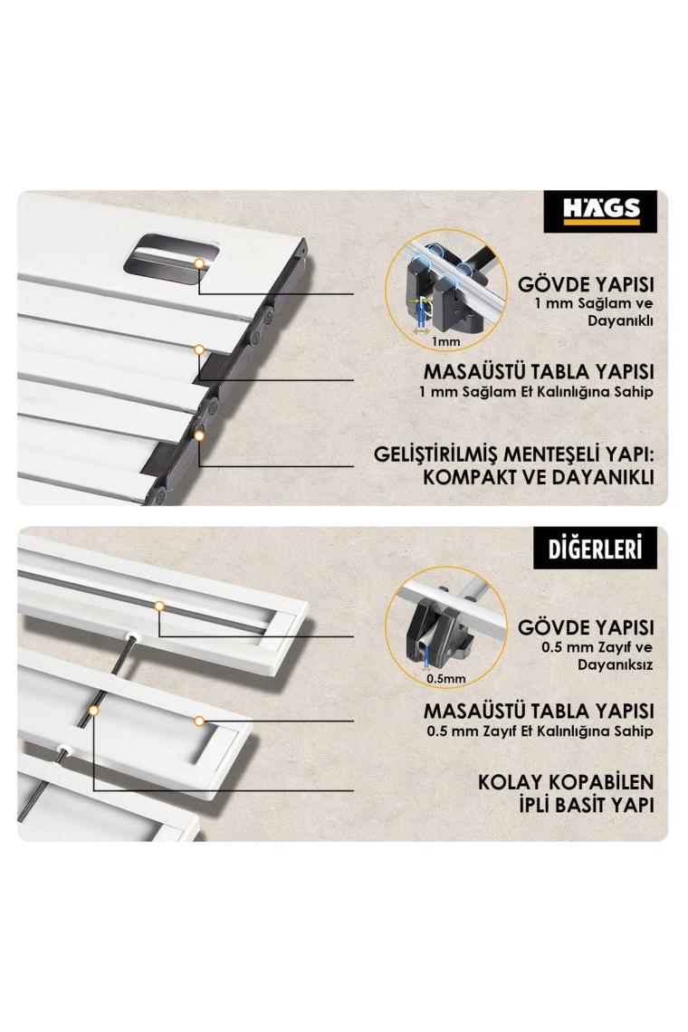 Haegs Full Alüminyum Katlanır Kamp Masası, Piknik, Plaj, Ourdoor Hafif Kamp Masası Küçük Boy - Siyah