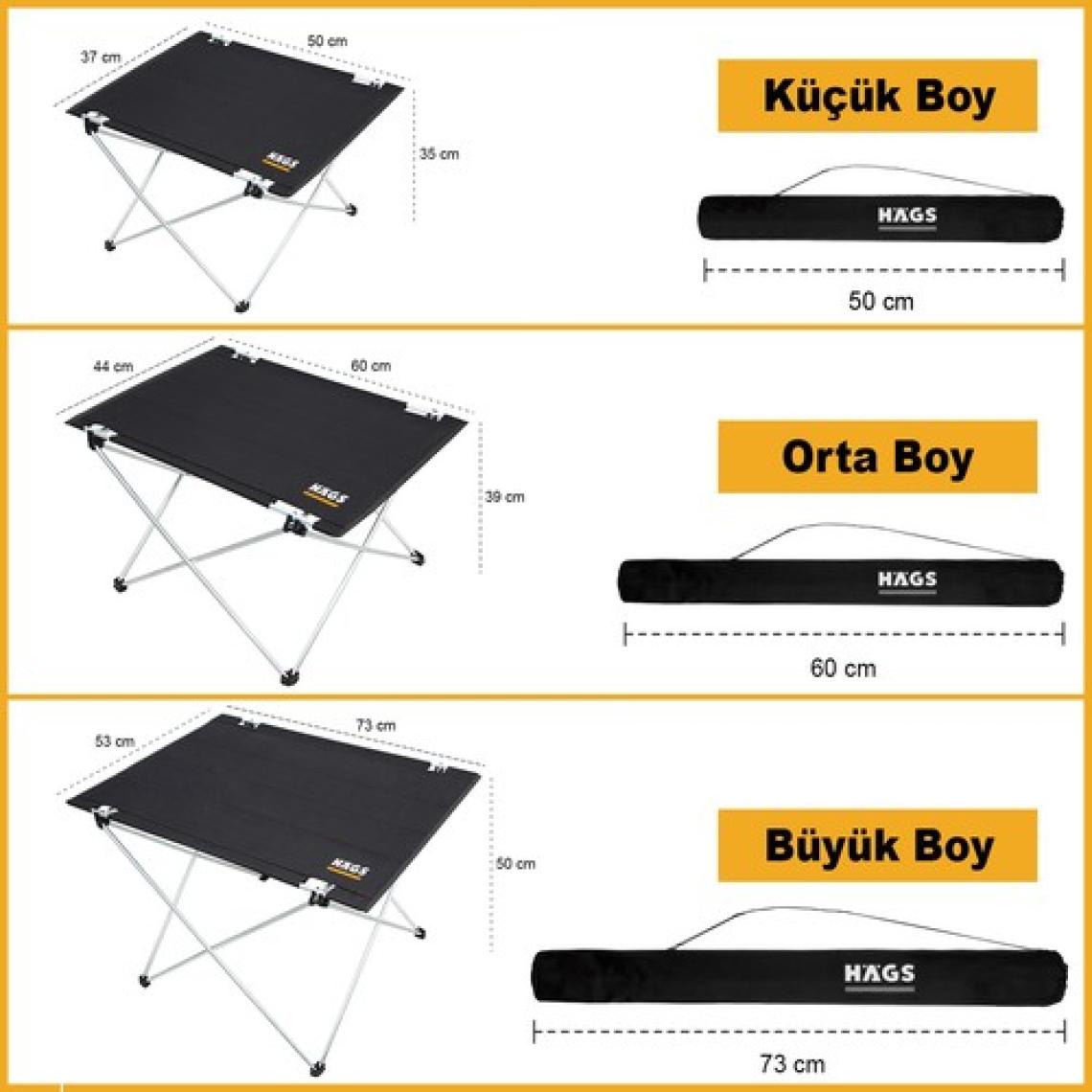 Haegs Ultralight Siyah Orta Boy Katlanır Kamp Masası