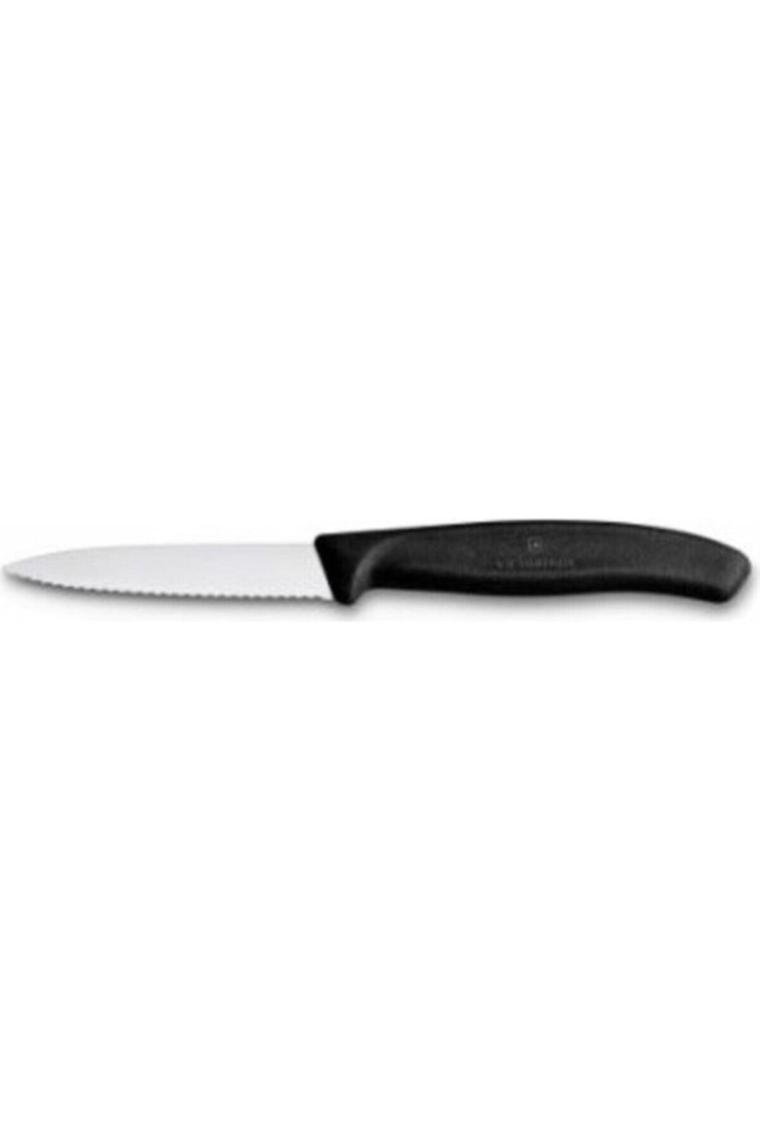 Siyah 6.7633 Swiss Classic 8 Cm Tırtıklı Soyma Bıçağı Siyah Paslanmaz Çelik
