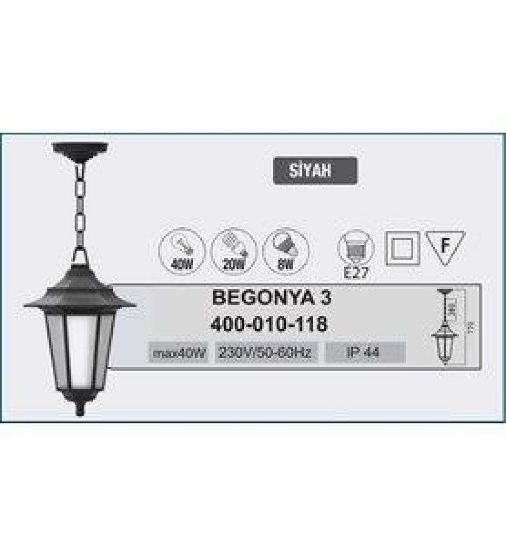 Horoz Bahçe Aydınlatması Begonya 3 Siyah