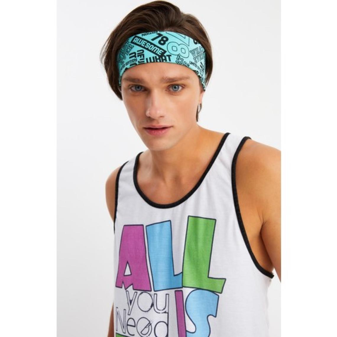 Butikgiz Turquaz Erkek Pamuklu Penye, Kaymaz, Terletmez, Ultra Hafif, Spor Saç Bandı Bandana