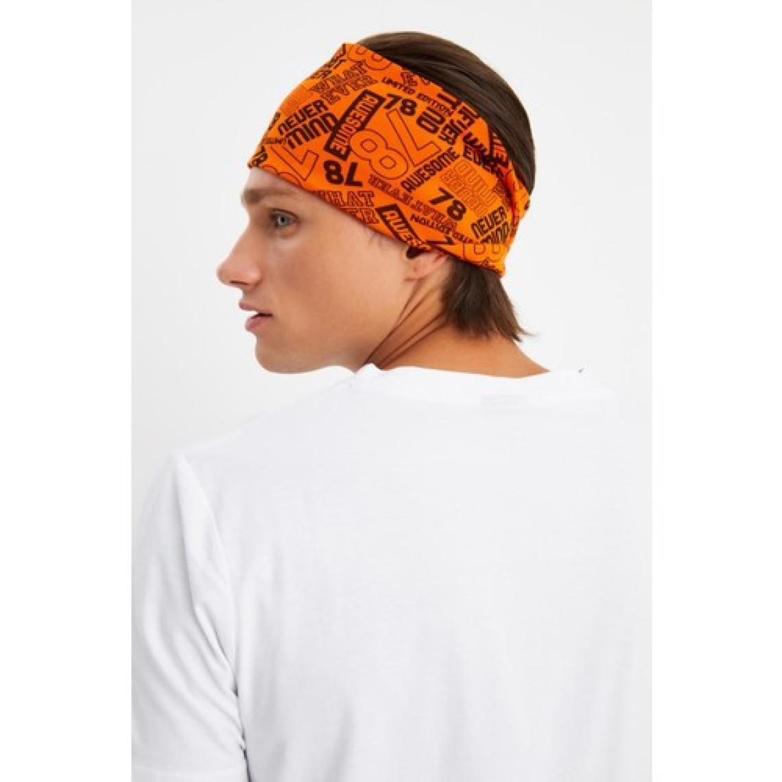 Butikgiz Turuncu Erkek Pamuklu Penye, Kaymaz, Ultra Hafif, Spor Geniş Saç Bandı Bandana Buff