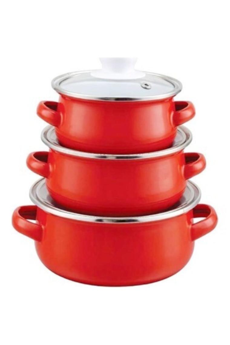 Ebru Metal Emaye Mini 3’lü Mama Tencere Takımı
