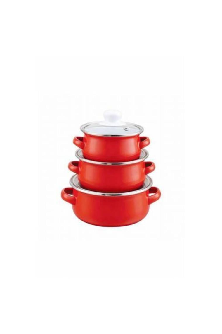 Ebru Metal Emaye Mini 3’lü Mama Tencere Takımı