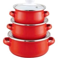 Ebru Metal Emaye Mini 3’lü Mama Tencere Takımı