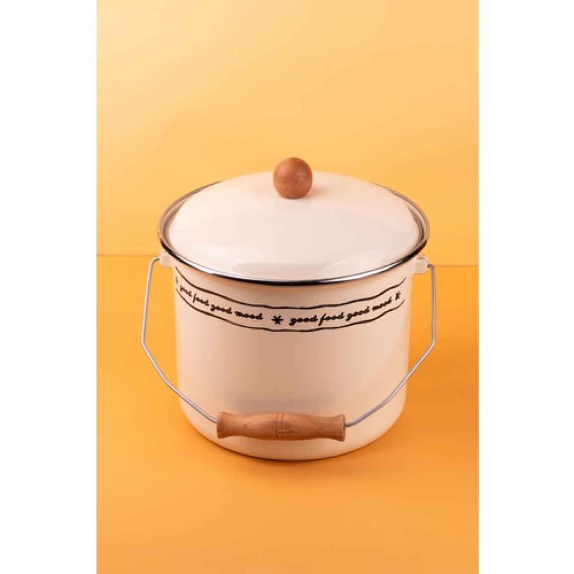 Emaylab Mood Ahşap Detaylı Emaye Yoğurt Tenceresi/ Çok Amaçlı Bakraç (20CM-3 Litre)