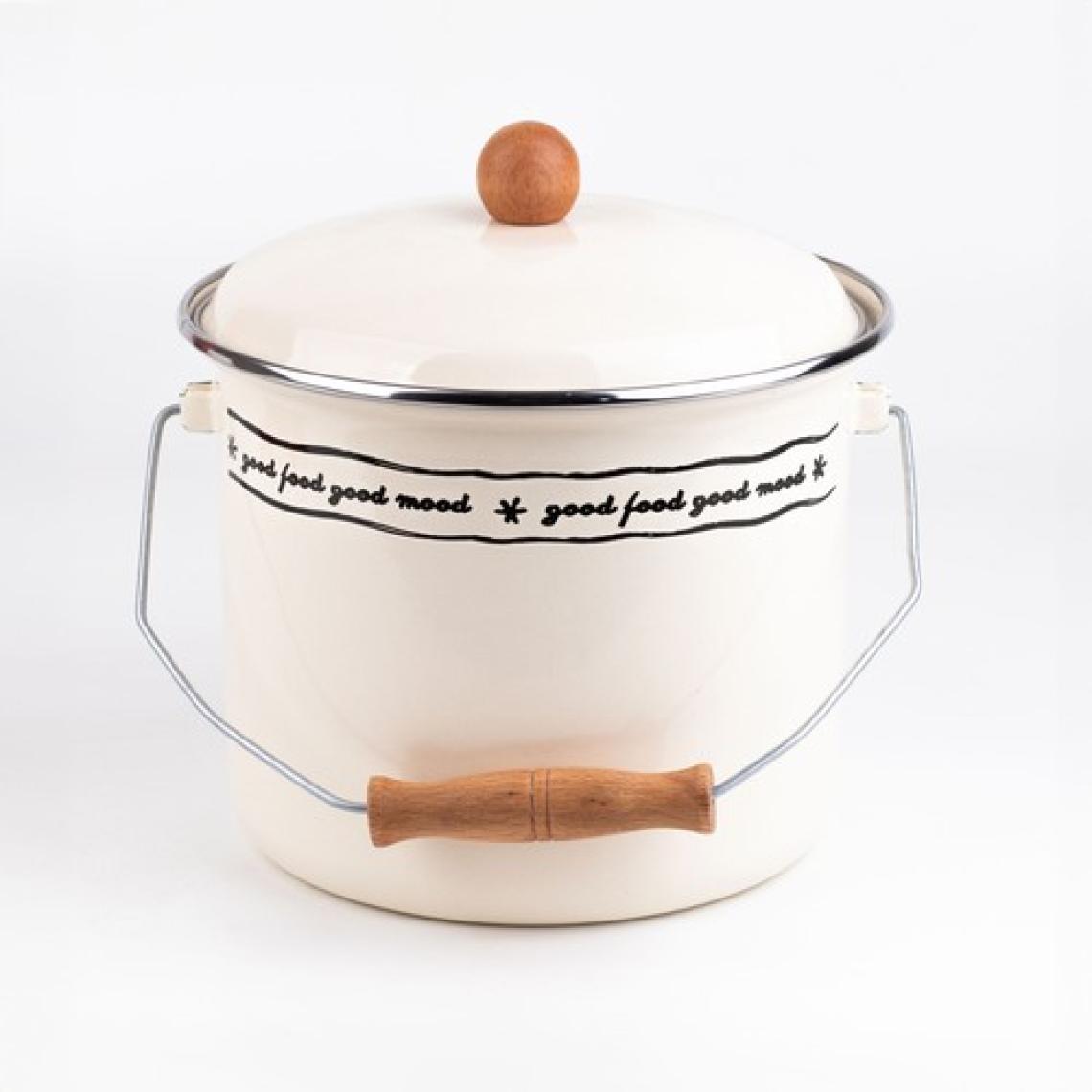 Emaylab Mood Ahşap Detaylı Emaye Yoğurt Tenceresi/ Çok Amaçlı Bakraç (20CM-3 Litre)
